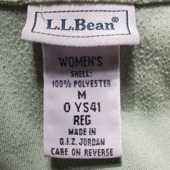 LL Bean Pull Over Fleece Green Sweatshirt - Picture 3 of 5